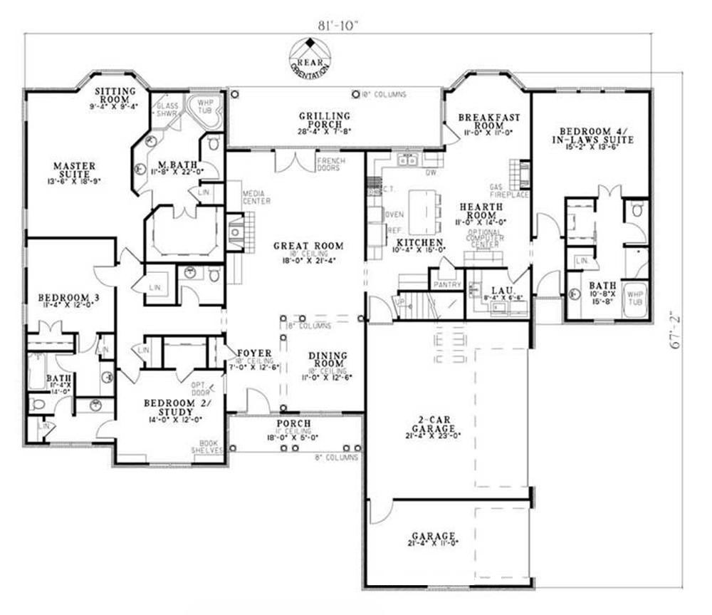 Floor Plan First Story of Country Plan #153-1806